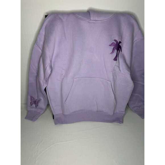 Pink Palm Puff Lavender Sweatshirt With Butterfly Print & Palm Tree Design - Picture 1 of 5
